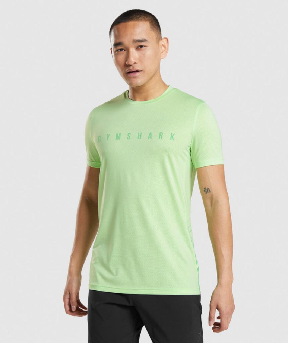 T Shirts Gymshark Deporte Stripe Hombre Verde | CO 3447EBC